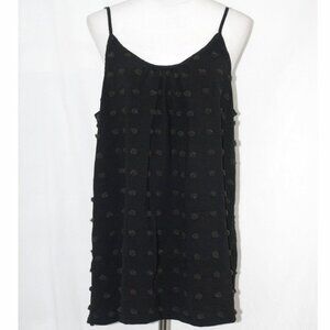 Womens 2XL Black Shirt 100% Polyester Tank Top Raised Design Adjustable Straps